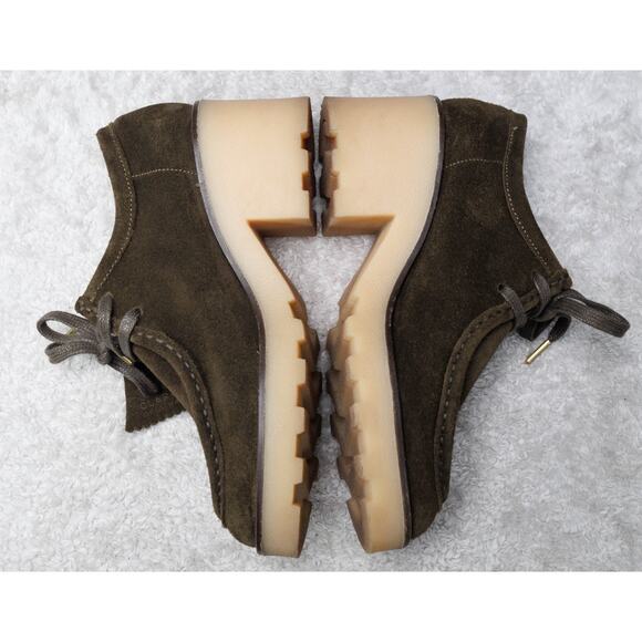 Clarks Original Wallabee Olive Green Suede Block Heeled Shoes Womens 7.5 EU 38 - Picture 3 of 16